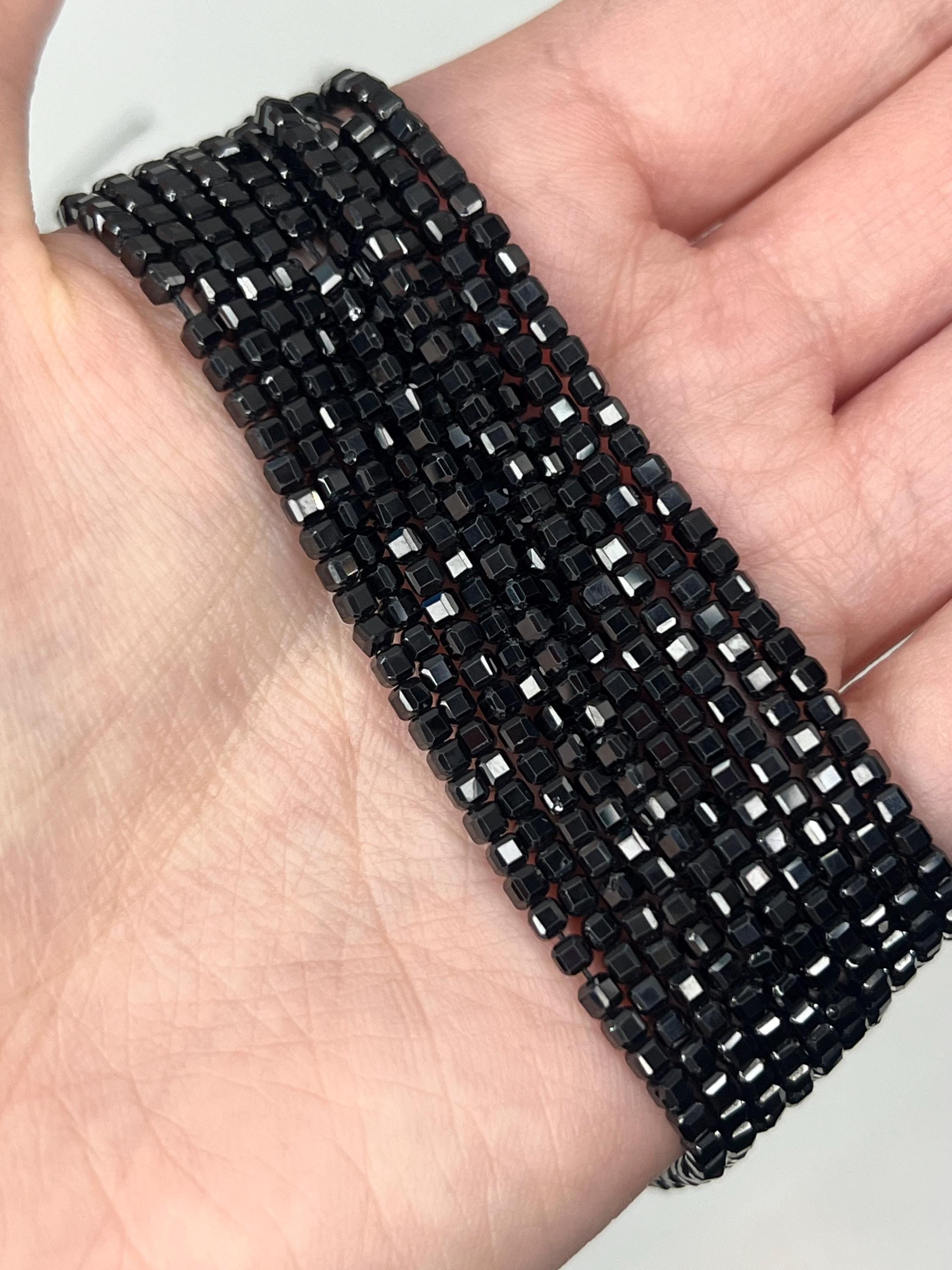14.5インチ ストランド ブラック スピネル ファセット キューブ 宝石 