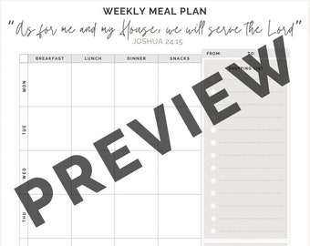 Weekly Meal Plan - Reusable Digital Download