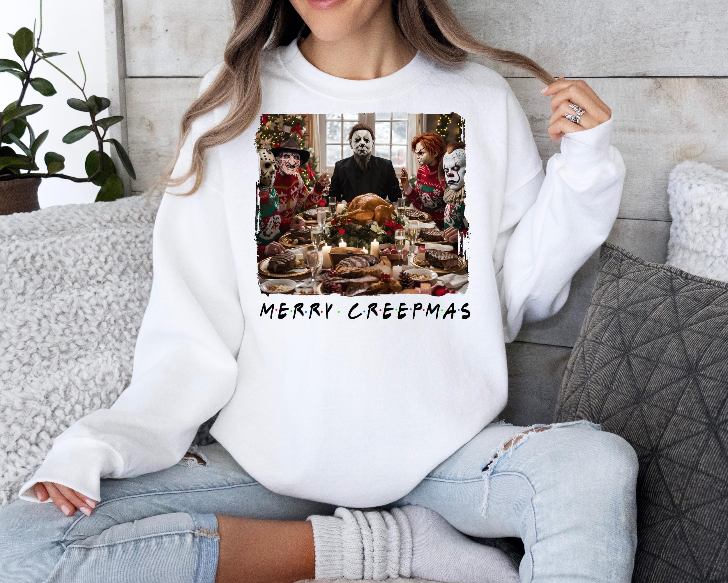 Merry Creepmas Sweatshirt Horror Movie Christmas Sweater Etsy