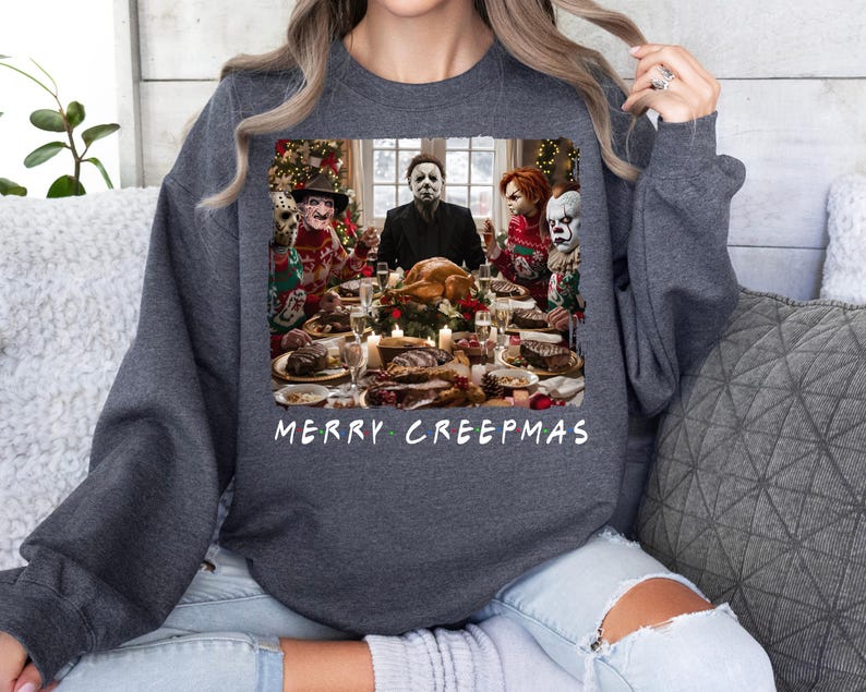 Merry Creepmas Sweatshirt Horror Movie Christmas Sweater Etsy