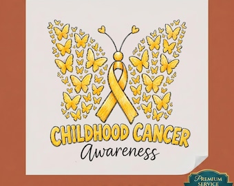 Childhood Cancer Awareness DTF Transfer Gold Ribbon Butterfly Ready To Press Heat Vinyl Iron On Support Shirt Decal Craft Supply