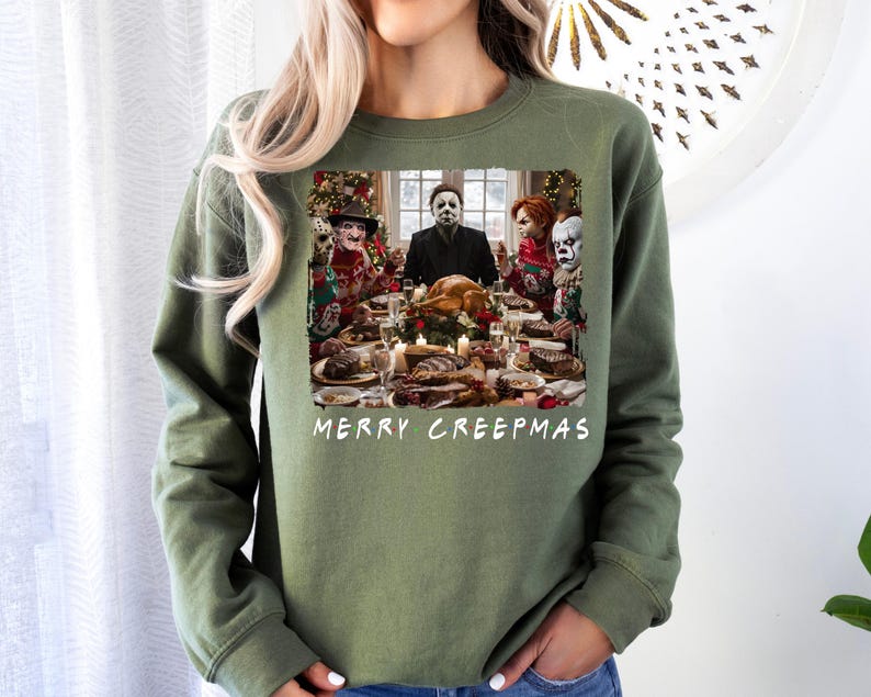 Merry Creepmas Sweatshirt Horror Movie Christmas Sweater Etsy