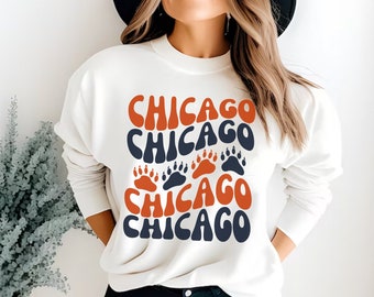 Vintage Chicago Football Sweatshirt, Chicago Football Crewneck, Retro Football Shirt, Men's and Women's Bears shirt, Throwback Chicago Shirt