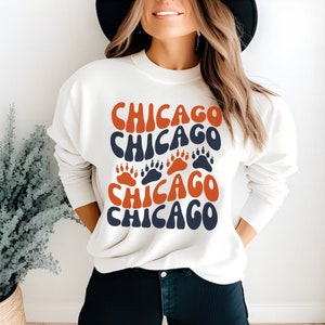 Vintage Chicago Football Sweatshirt, Chicago Football Crewneck, Retro Football Shirt, Men&#39;s and Women&#39;s Bears shirt, Throwback Chicago Shirt