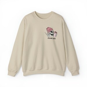 Staying Alive Coffee Skeleton Crewneck Sweatshirt