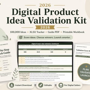 100K Digital Product Ideas 2026, Etsy Seller Guide, Editable XLSX Tracker, Printable Workbook, Passive Income Planner