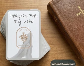 Tarjetas de oración para mi esposa en PDF. Versículos bíblicos para orar por tu cónyuge. Regalo inspirado en la fe para una pareja. Regalo de aliento para él.