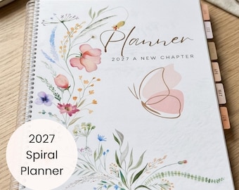 2027 Monthly Weekly Christian Planner Floral Calendar Bible Verses 1 page per month 2 pages per week Agenda Notes Goal Spiral Planner Prayer