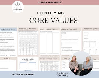 Core Values, Empowerment, Therapy Worksheet, Self Awareness, Mental Health Worksheet, Anxiety, Self Growth,
