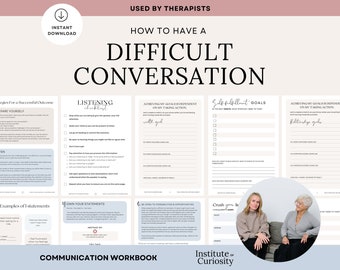 How to have a Difficult Conversation - Communication Workbook, Therapy, Mental Health, Personal Development, Calmness, Mental Workbook