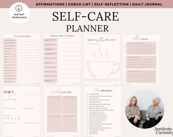 Self Care Planner, Printable, Wellness Planner, Self Love, Mindfulness Kit, Self Care Checklist,  Manifestation, Stress Management, Burnout