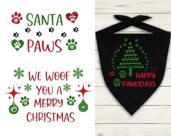 Christmas Dog PNG SVG Bundle, Santa Paws, Pawlidays (Digital Files)