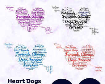 Heart Dog Word Art SVG Bundle, Colorful Clipart (Digital Download)