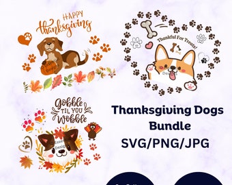 Thanksgiving Bundle SVG, Fall Dog SVG, Thanksgiving Dog, Thankful For SVG, Fall Dogs