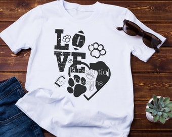 Dog Football SVG Bundle, Love Dogs Clipart (Digital Download)
