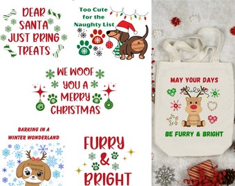 Christmas Dog Clipart, Pawlidays PNG SVG JPG Bundle