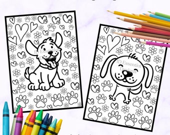 Happy Dog Coloring Pages for Kids (Digital Download)