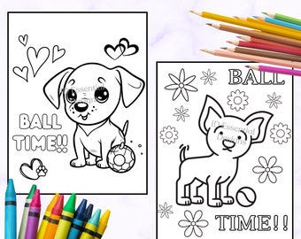 Dog Coloring Pages for Kids, Playtime Dogs (PDF & JPG)