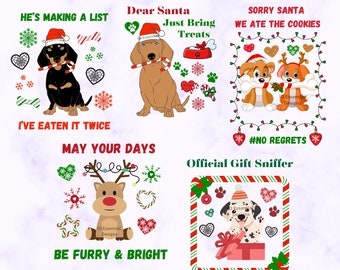 Christmas Dog PNG SVG Bundle, Holiday Clipart (Digital Download)