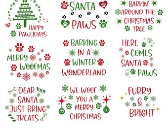 Christmas Dog Design Bundle, Santa Paws SVG PNG JPG