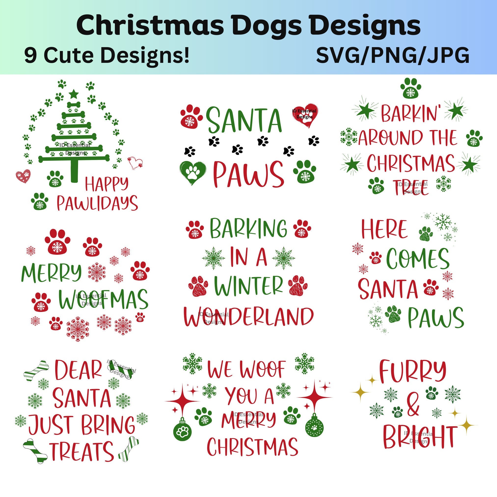 Christmas Dog Design Bundle, Santa Paws SVG PNG JPG - Etsy
