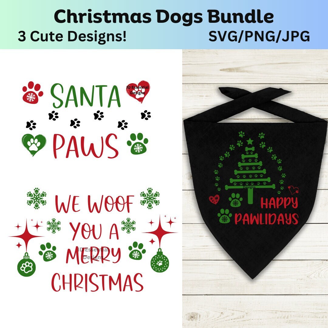 Christmas Dog PNG SVG Bundle, Santa Paws, Pawlidays (digital Files) - Etsy