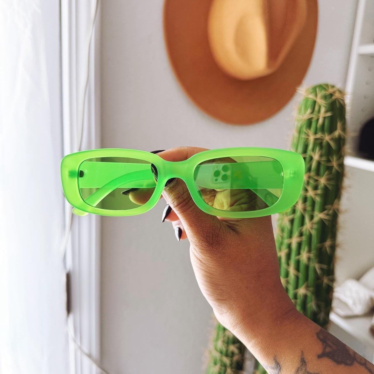 Y2k Green Sunglasses - Etsy