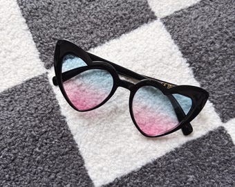 Lot 7 sunglasses sunnies heart square round oversized black 90s clear pink Vintage Heart Shaped Sunnies for Girls/women 7y/o+ (clips  main image 2