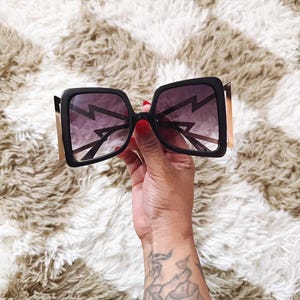 Statement Square Oversized Sunglasses Y2K Goth Futuristic Tech-Style Sunglasses, Y2K Street Photography and  main image 2