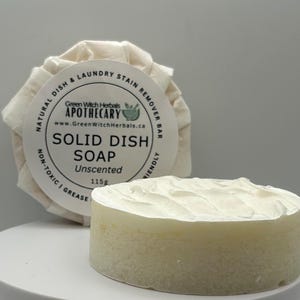 Fragrance Free Solid Dish Soap Bar | Eco-friendly Grease Cutting Dish Soap | Toxin Free Laundry Stain Remover Bar