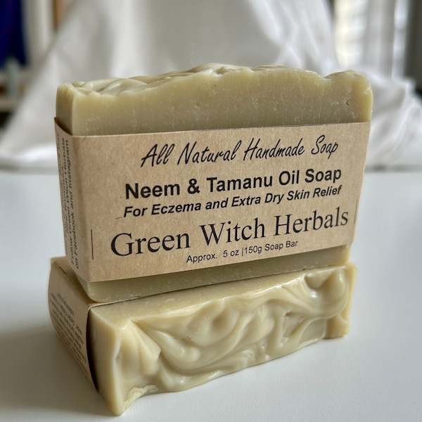 Neem Oil Soap with Tamanu and Avocado Oils | Moisturizing and Soothing Body Cleanser with Shea Butter