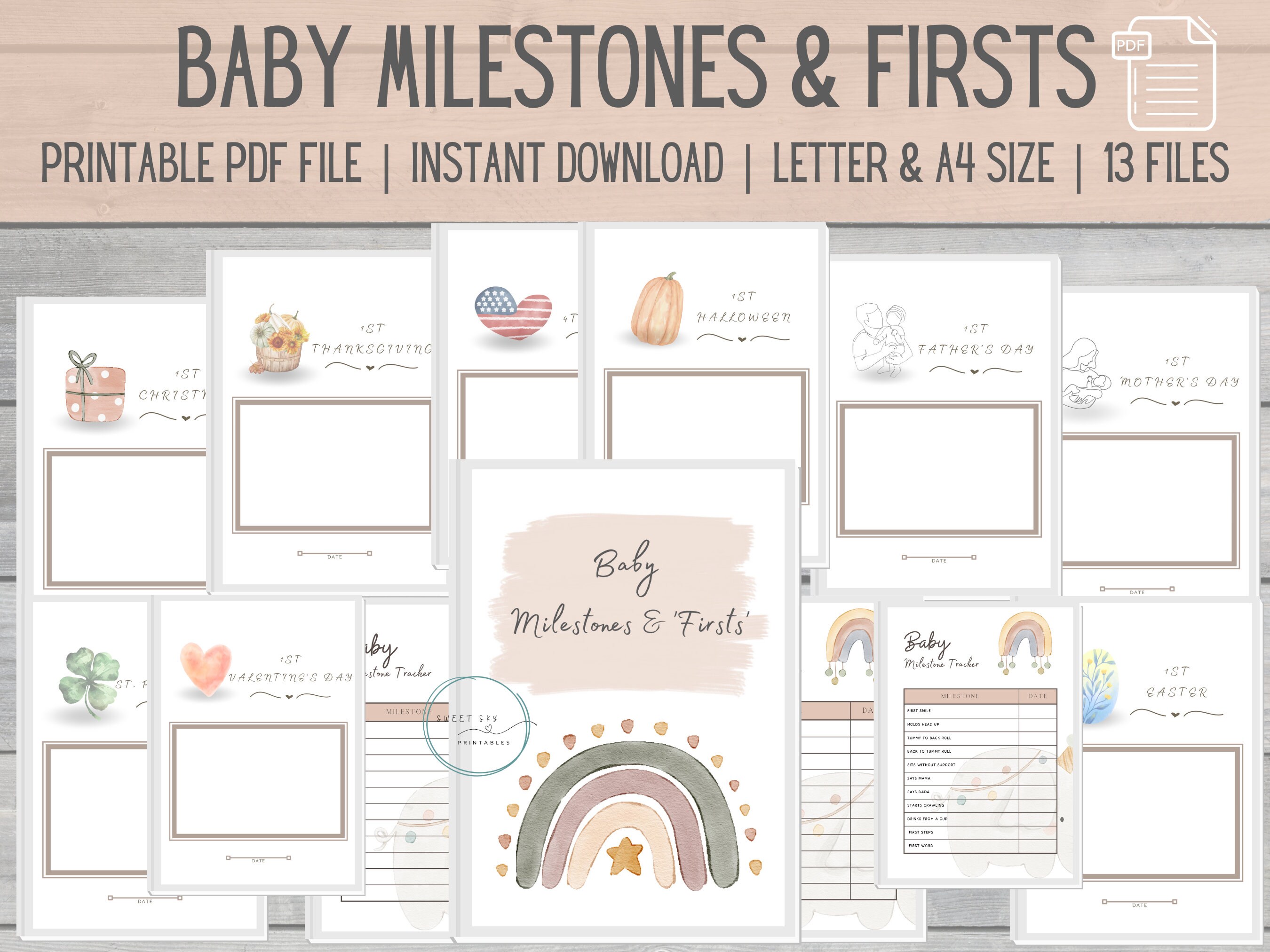 Baby Milestones First Journal, Baby Firsts Book, Boho Baby Book, Baby ...