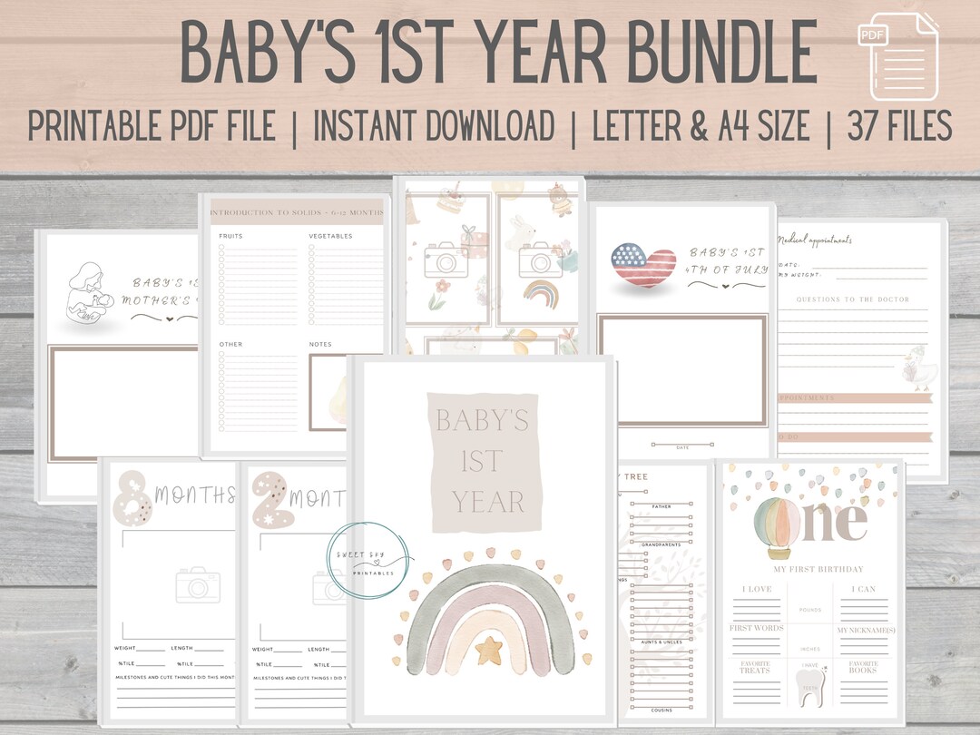 Baby 1st Year Journal, Baby's 1st Year Baby Book, Boho Baby Book, Baby ...