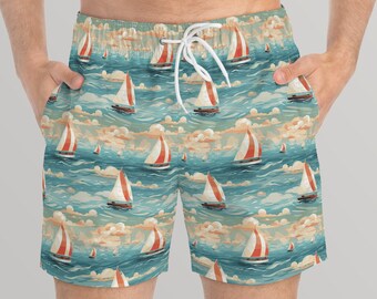 Men's Swim Trunk Sail Boats Sailing Bathing Suit Inspiration, St. Petersburg FL by Cruz