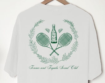 Tennis Gift for Women, Tennis Shirt Gift, Gifts for Tennis Lovers, Social Club tshirt, Tennis Gifts for Coach, Vintage Tennis Shirt, Tequila