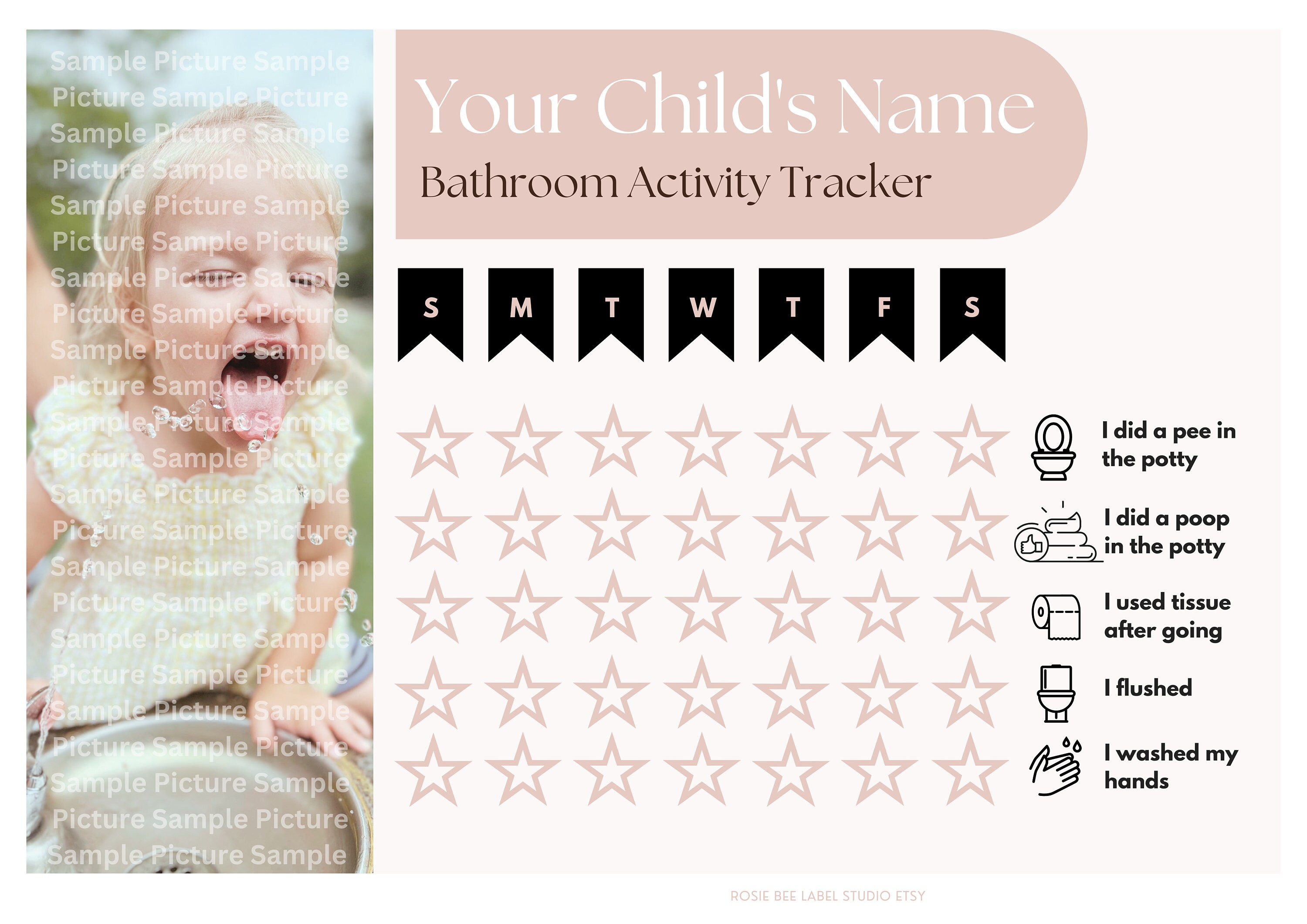Kids Potty Chart Potty Train Sticker Chart Toilet Train - Etsy