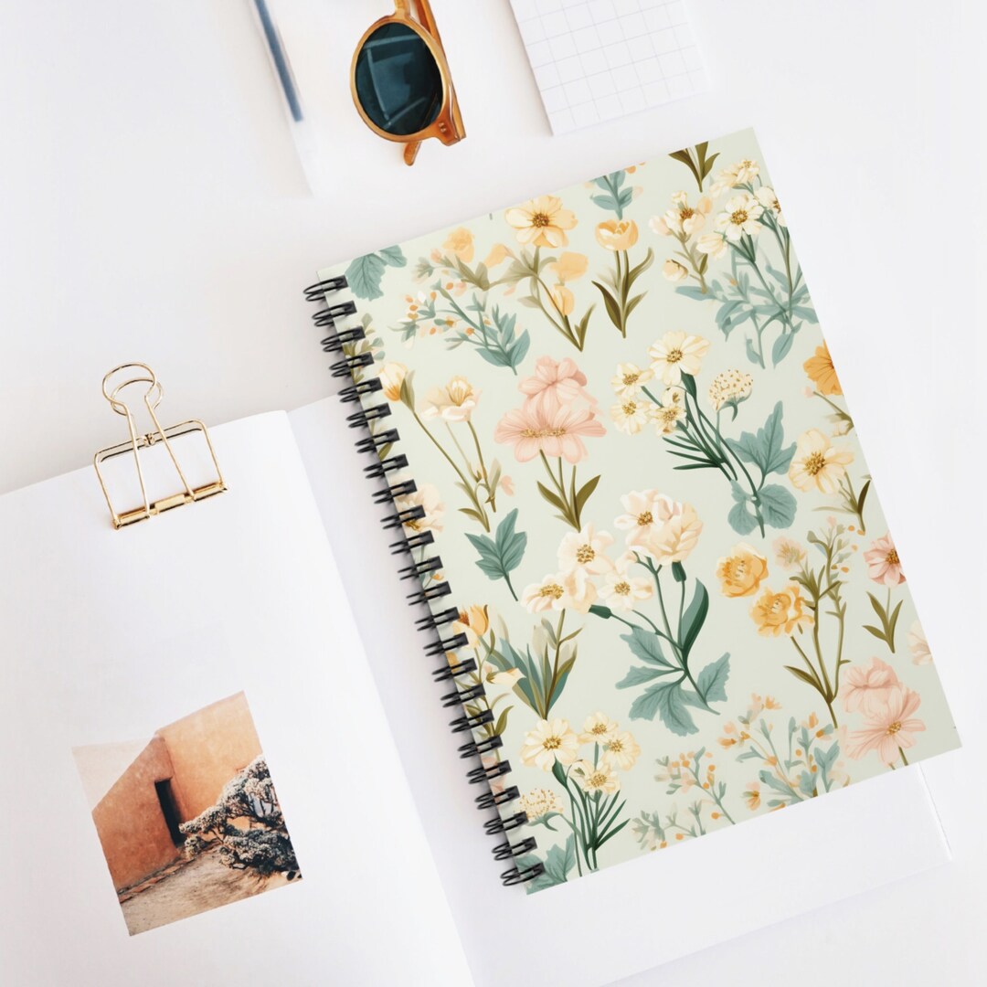 Pastel Floral Spiral Notebook - Ruled Line - Etsy