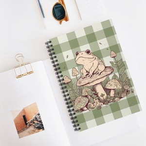 Whimsical Gingham Frog Notebook - Perfect Teen Gift for Cottagecore Vibes