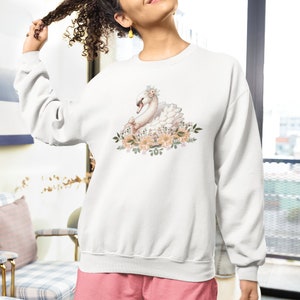 Moletom Swan, Moletom Coquette Trendy Crewneck, Moletom Estético, Moletom Fofo, Cores Confortáveis