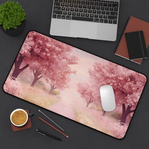 Cherry Blossom Desk Mat | Pink Floral Desk Pad | Nature-Inspired Workspace Decor