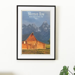 Grand Teton Nationalpark Vintage Poster - Mormon Row Wohnkultur Design