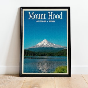 Mount Hood Oregon Pacific North West Vintage Travel Poster Home Decor Wall Art