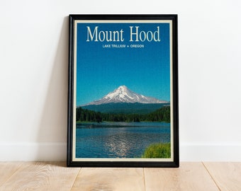 Mount Hood Oregon Pacific North West Vintage Travel Poster Home Decor Wall Art