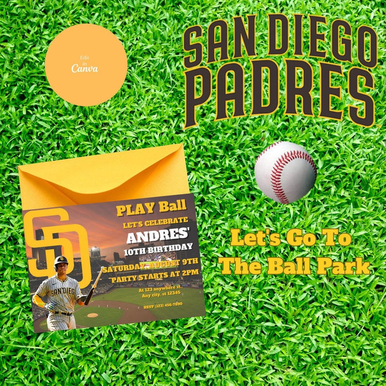 San Diego Padres Birthday Invitation Soto Etsy