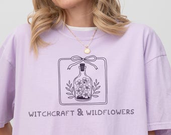 Witchcraft and Wildflowers Comfort Colors  Botanical Soft Witchcore Tee Gift for Green Witch Nature Lover Gift for Witchy Friend or Gardener