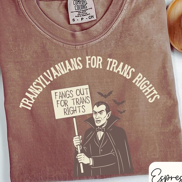 Transylvanians for Trans Rights shirt funny queer halloween tee vampire pride gift for trans friend fall comfort colors spooky season shirt