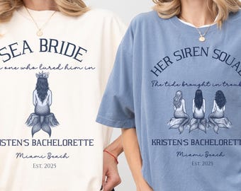 Siren Bride Bachelorette Shirts 2025 Nautical Bride Tee Mermaid Party Gifts for Bridesmaids Personalized Bach Customized Bachelorette Shirts