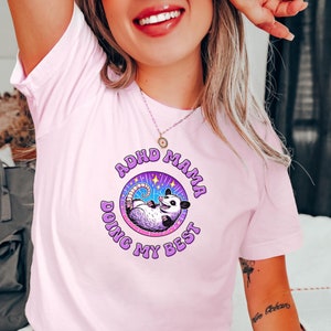 ADHD Mama Doing My Best Shirt - Funny Colorful Possum Graphic Tee for Moms, Quirky Neurodiversity Awareness Gift, Cute ADHD Mom Shirt