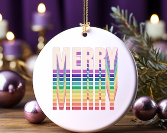 Merry Pride Christmas Ornament Tree Decoration for LGBTQ+ Rainbow Ornament for Gay Pride Xmas Gift for Ornament for Intersectional Christmas