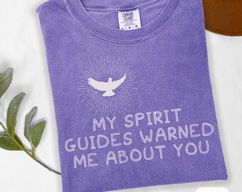 My Spirit Guides Warned Me Comfort Colors Shirt Psychic Humor Tee Witchy Sarcastic Gift Funny Spiritual T-shirt Witchcore for Witchy Friend